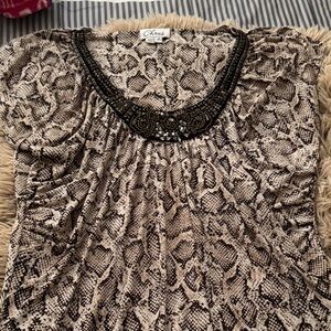 Chaus Women's Beige Snake Print Blouse